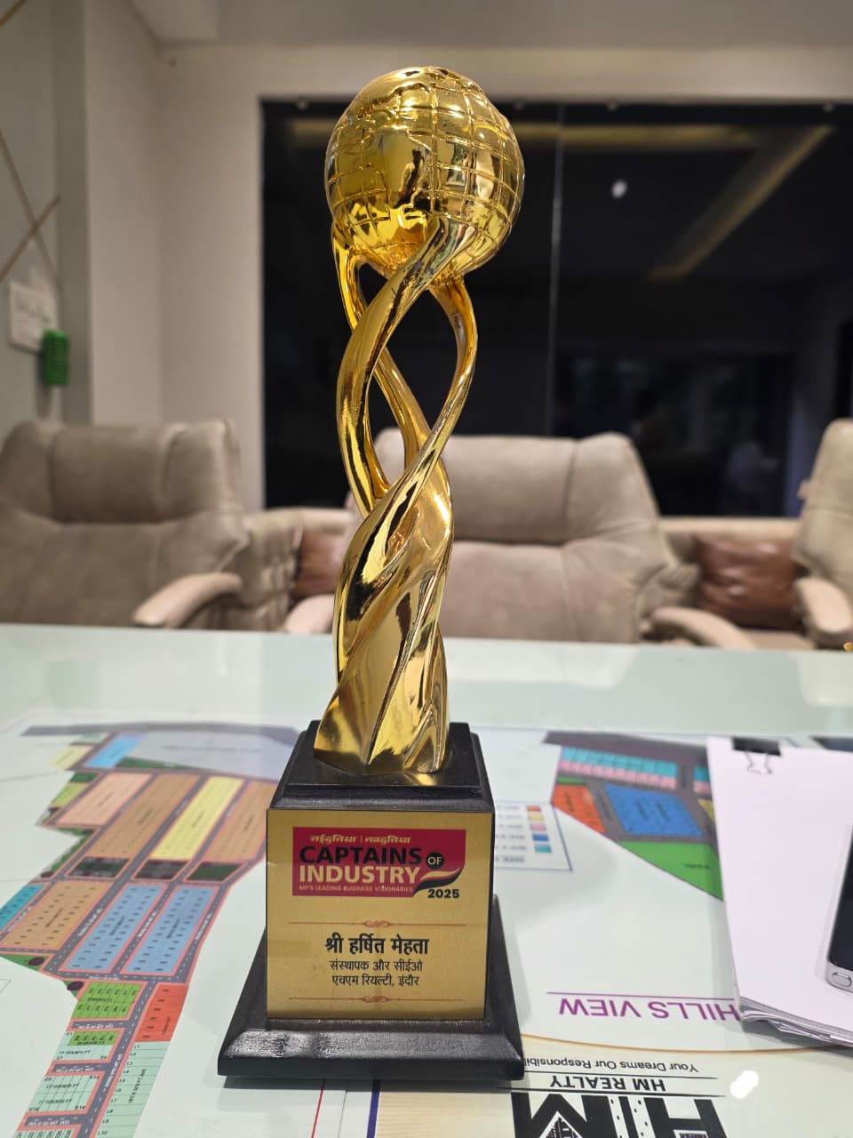 Captains of Industry 2025 trophy — Harshit Mehta, Founder & CEO, HM Realty, Indore